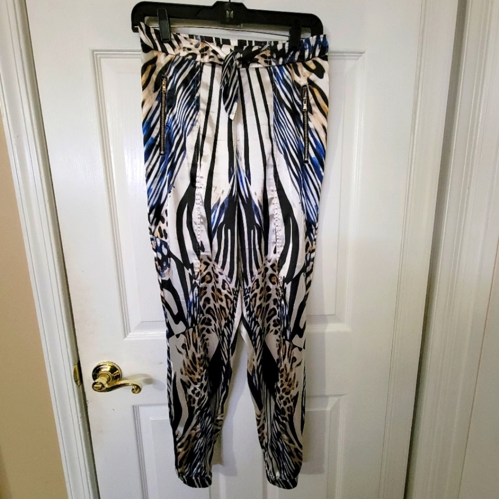 Bebe High Waisted Animal Print Joggers XS